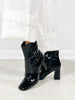 Beast Fashion KETSBY Patent Block Heel Ankle Boots in Black