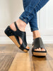 Corkys Volta II Wedge Sandals in Black Smooth