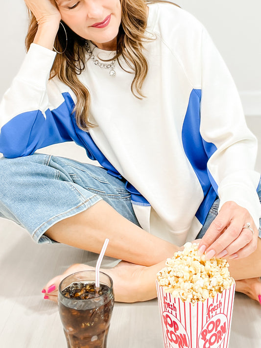 Long Sleeve Solid Knit Color Block Pullover Top