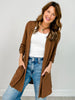 Solid Lizzy Open Front 3/4" Sleeve Cardigan in Dark Mocha