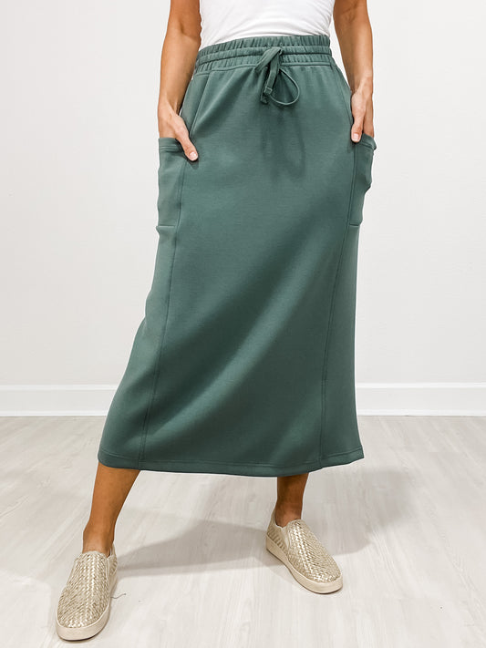 Modal Scuba Long Skirt with Drawstring Waist GRP B