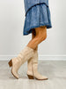 Embroidered Western Boots in Beige