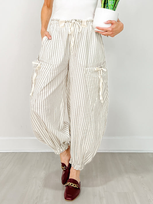Striped Drawstring Jogger Pants
