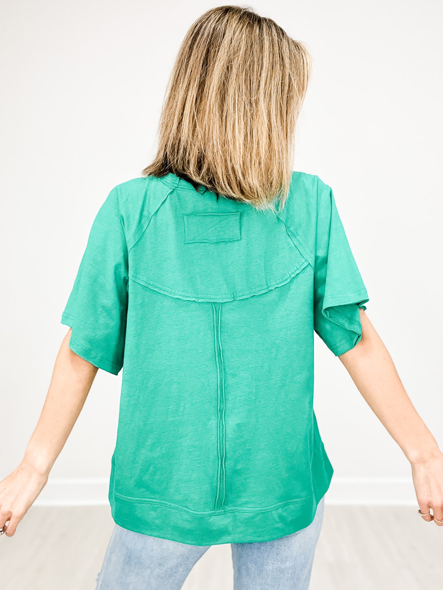 Oversized Cotton Slub Short Sleeve Top GRP A