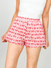 Bow Heart Print Elastic Waist with Side Pockets Shorts