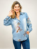 Western Motif Embroidered Tencel Shirt