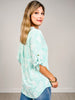 3/4 Sleeve Top with Split Neckline