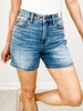 Judy Blue BRYLEE Two Button Mid Length Dad Jean Shorts