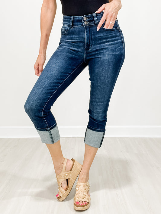 Judy Blue NIRVANA High-Waist Double Waist Band Capri Jeans