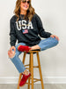 Team USA Gold Foil Leopard Graphic Top