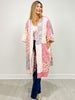 Multi Print Exposed Seam Wide 3/4 Sleeve Kimono