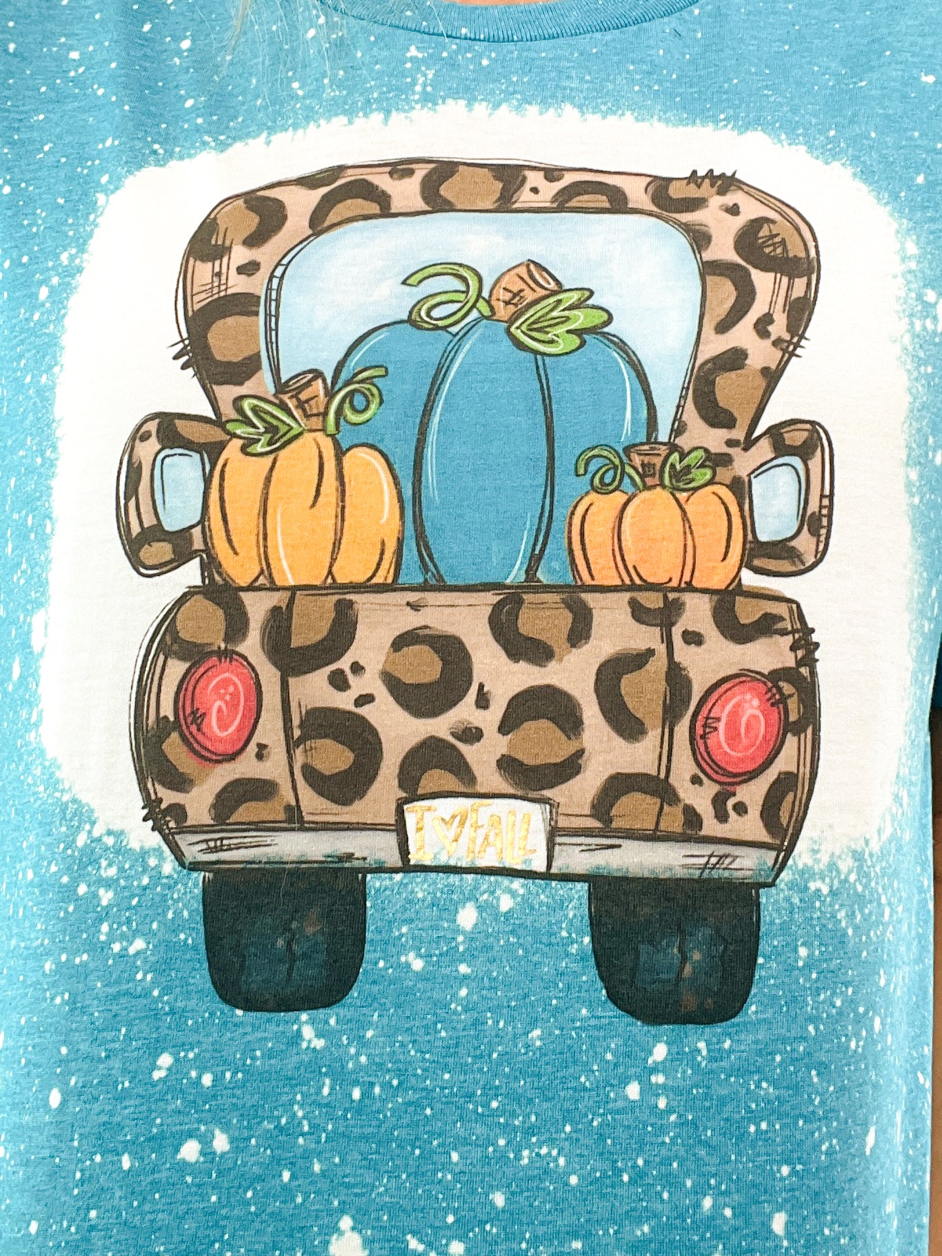 I Love Fall License Plate Bleached Graphic Tee