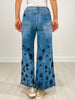Washed Flower Cutouts Denim Pants