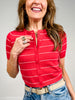Stripe Short Sleeve Button Down Cropped Cardigan