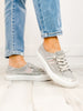 Blowfish Alex Slip-On Shoes in Fog Grey Cozumel/Silver/Bungalow Stripe