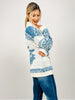 Shawl Collar Cardigan With Blue Floral Knit