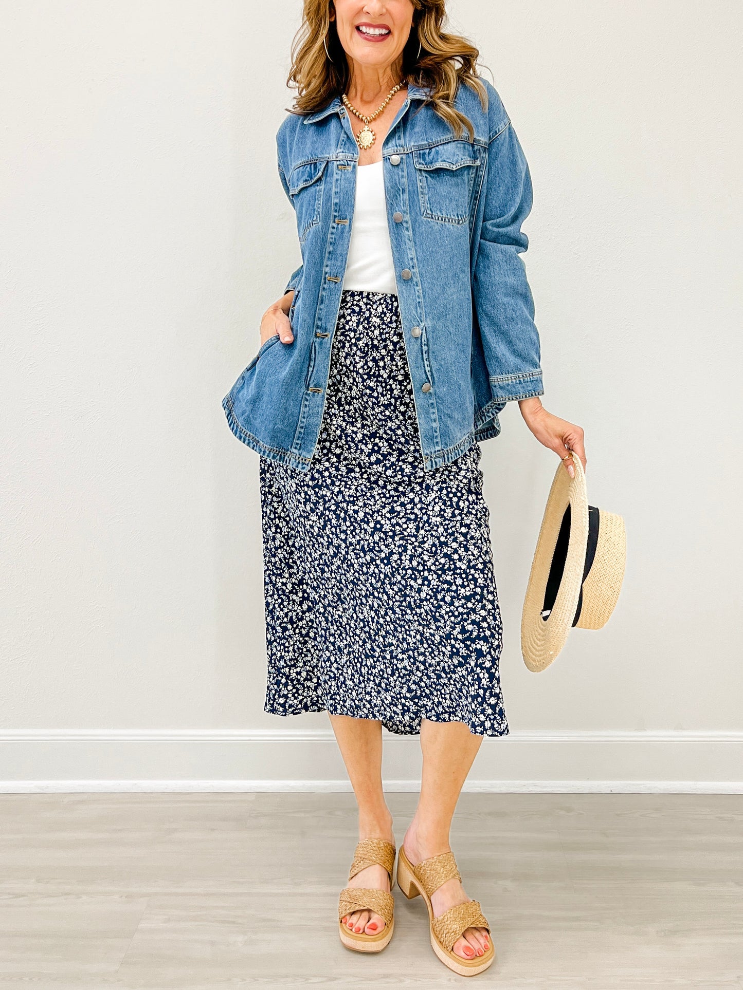 Tencel Shacket with Pockets and Round Hemline