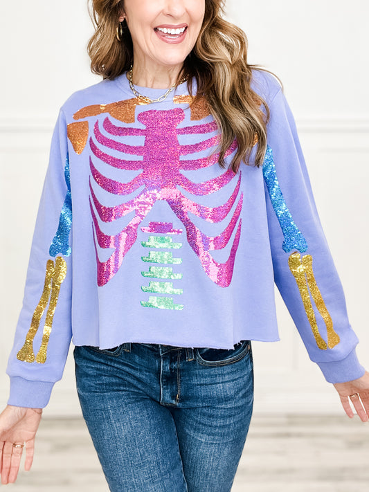 Queen of Sparkles Purple Multi Skelton Sweatshirt