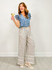 Vintage Striped Print Wide Leg Pants