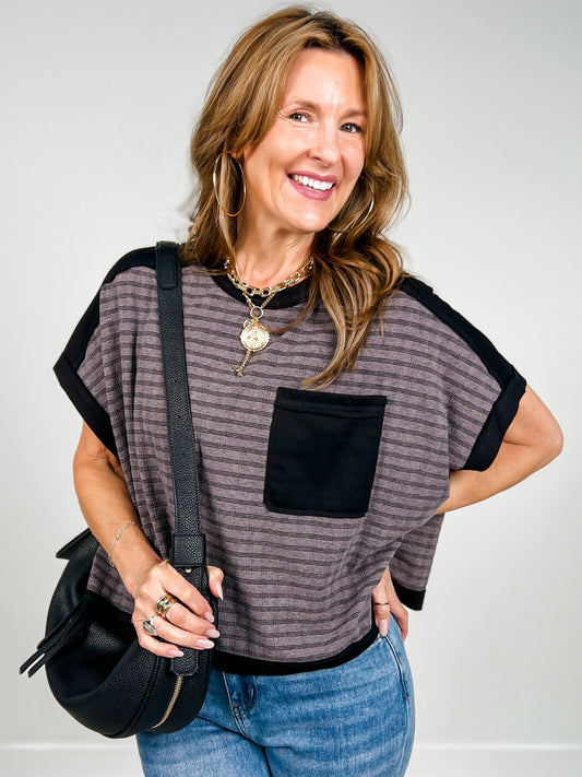 Dolman Sleeve Textured Knit Casual Top