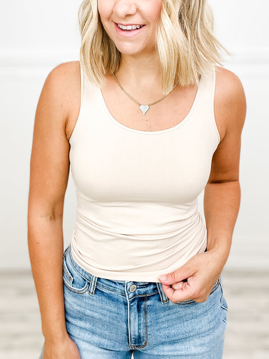 Reversible Double Sided Plain Jersey Tank Top in Shorter Length