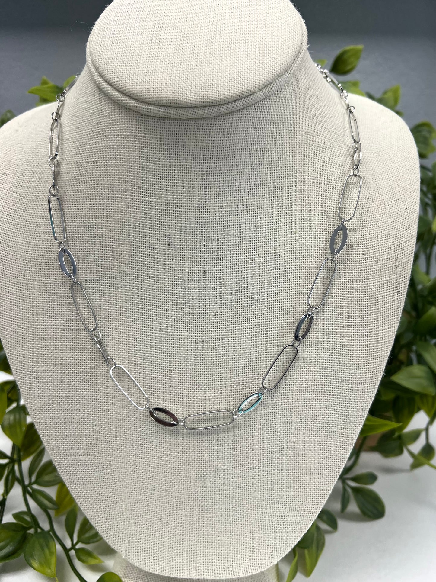 Silver Oval Thin Link Chain