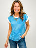Cap Sleeve Stripe Contrast Trim Top - GRP D