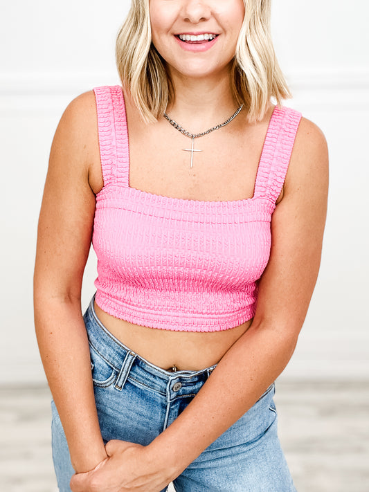 Shirred Square Neck Crop Top