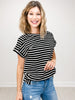 Stripe Contrast Drop Shoulder Short Sleeve Top