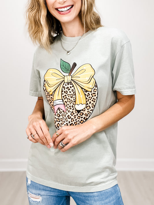 Leopard Print Apple Graphic Tee
