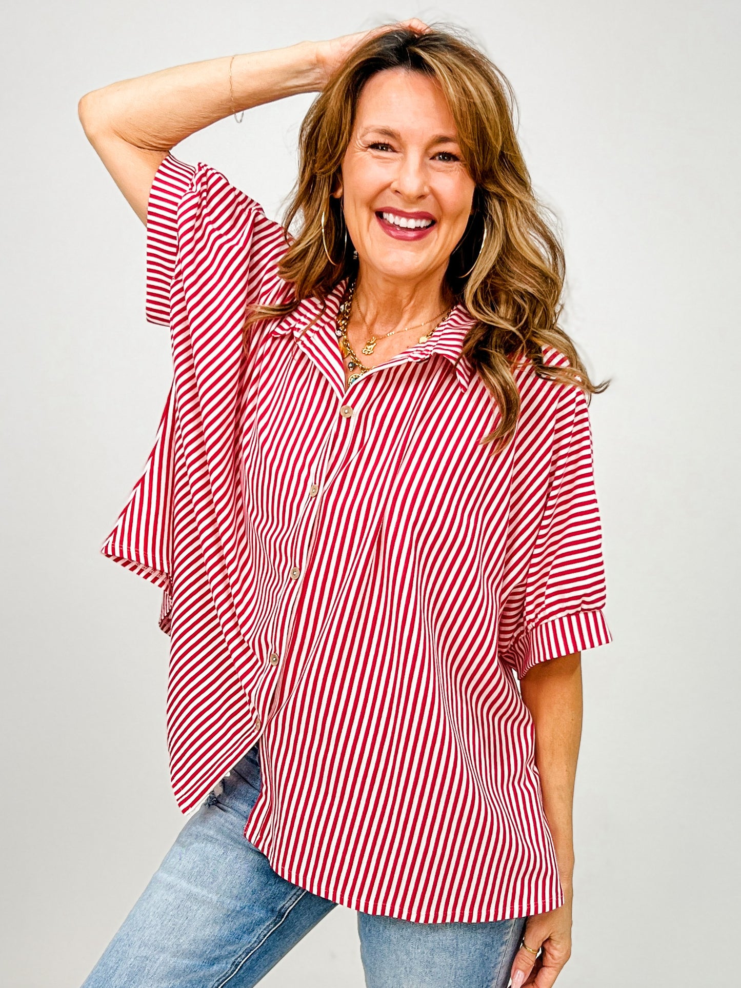 Oversized Stripe Button Down Shirt GRP B
