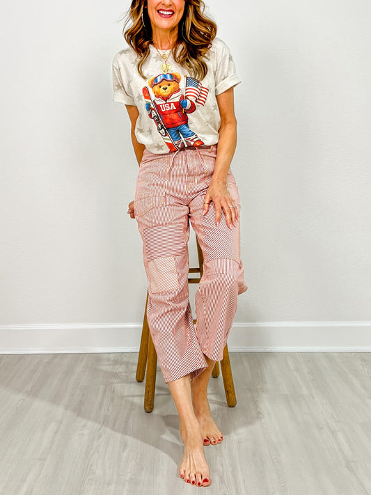 USA Winter Sports Bear Graphic Top