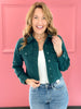 Judy Blue Garment Dyed Grinding Denim Jacket in Teal