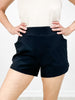 Curved Hemline Athleisure Shorts with Pockets
