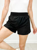 Elastic Waist Dolphin Shorts with Zipper Back Pocket