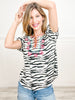 Jungle Stand Out Zebra Print Embroidery Top