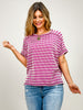 Raised Rib Striped Exposed Seam Top