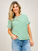 Stripe Jacquard Round Neck Hi-Lo Hem Box Tee - GRP A