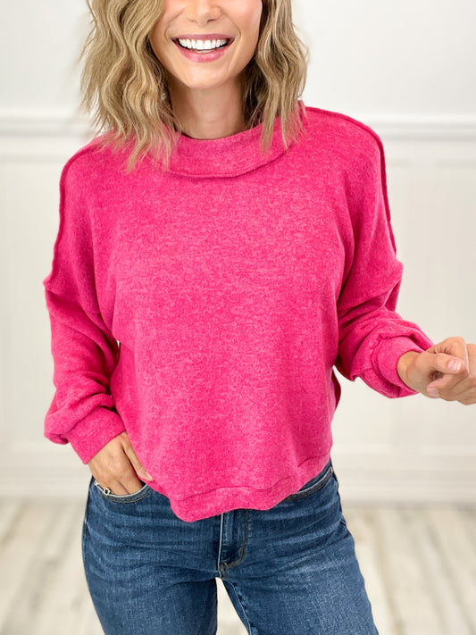 One For The Ages Brushed Mélange Hacci Sweater Top - B