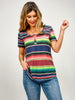 Serape Print Open Front Short Sleeve Top