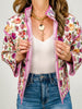 Botanical Print Long Sleeve Quilted Jacket