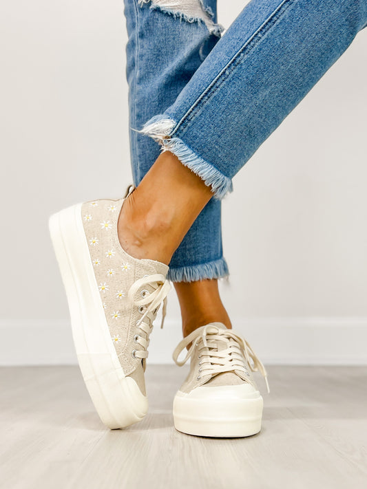 Corkys Take The Lead Tennis Shoes in Natural with Daisies