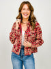 Long Sleeve Plaid Knit Button Up Collared Top