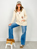 Zipper Front Hooded Jacket with Sequin Football Appliques