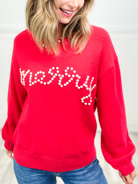 Holiday Merry Letter Beads Sweater