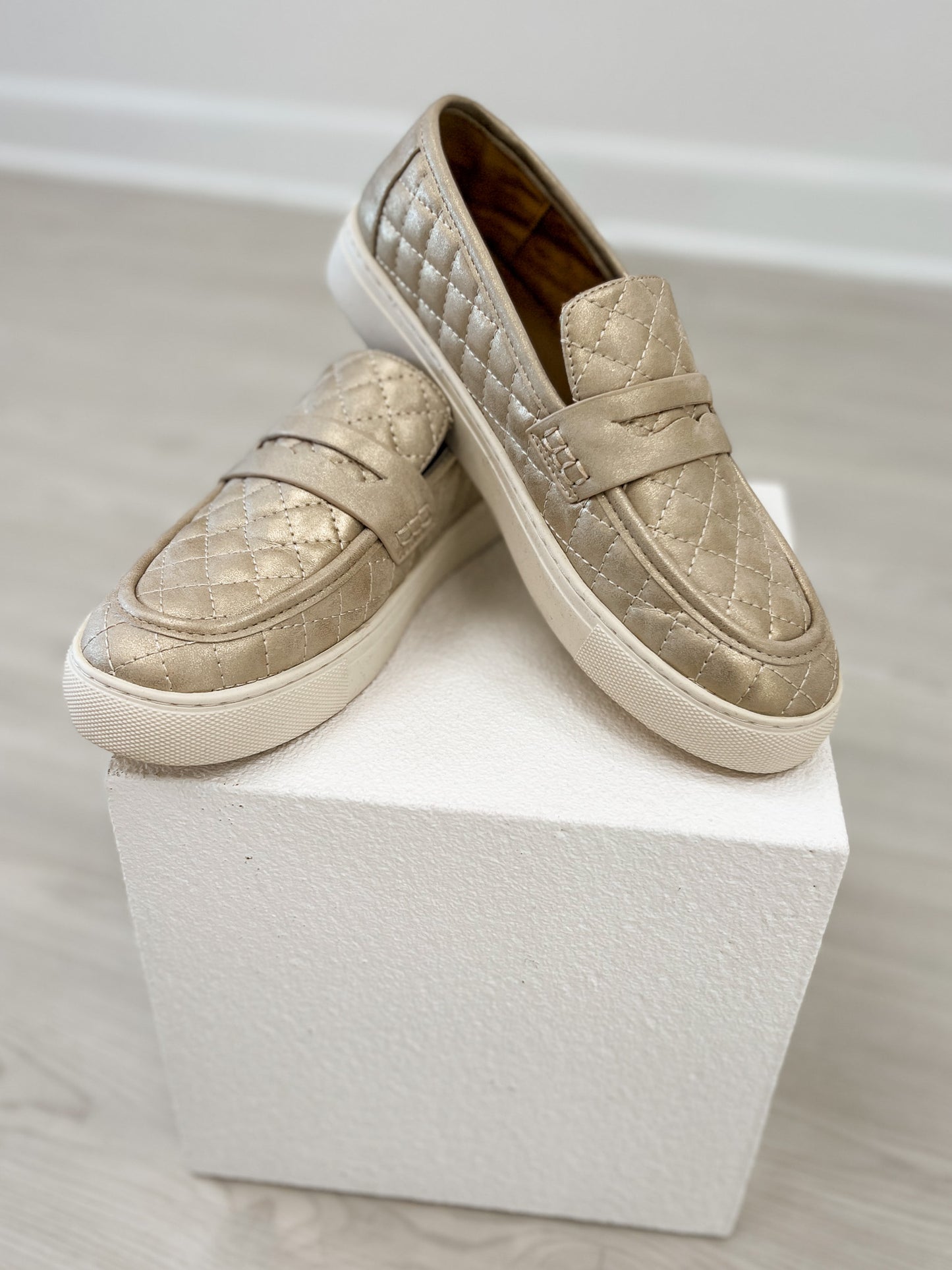 Corkys Guilty As Charged Quilted Loafers in GOLD WASHED METALLIC