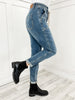 Judy Blue "Alanis" Hi-Rise Elastic Drawstring Cuffed Jogger Denim Jeans
