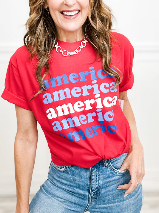 America Glitter Graphic Tee