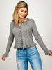 Long Sleeve Knit Button Down Top With Ruffle Hem