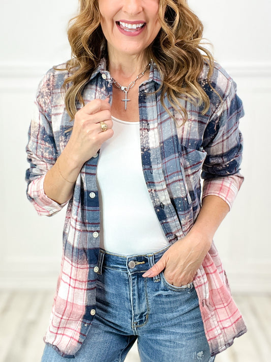 Old Glory Flannel Top with Dip Splatter